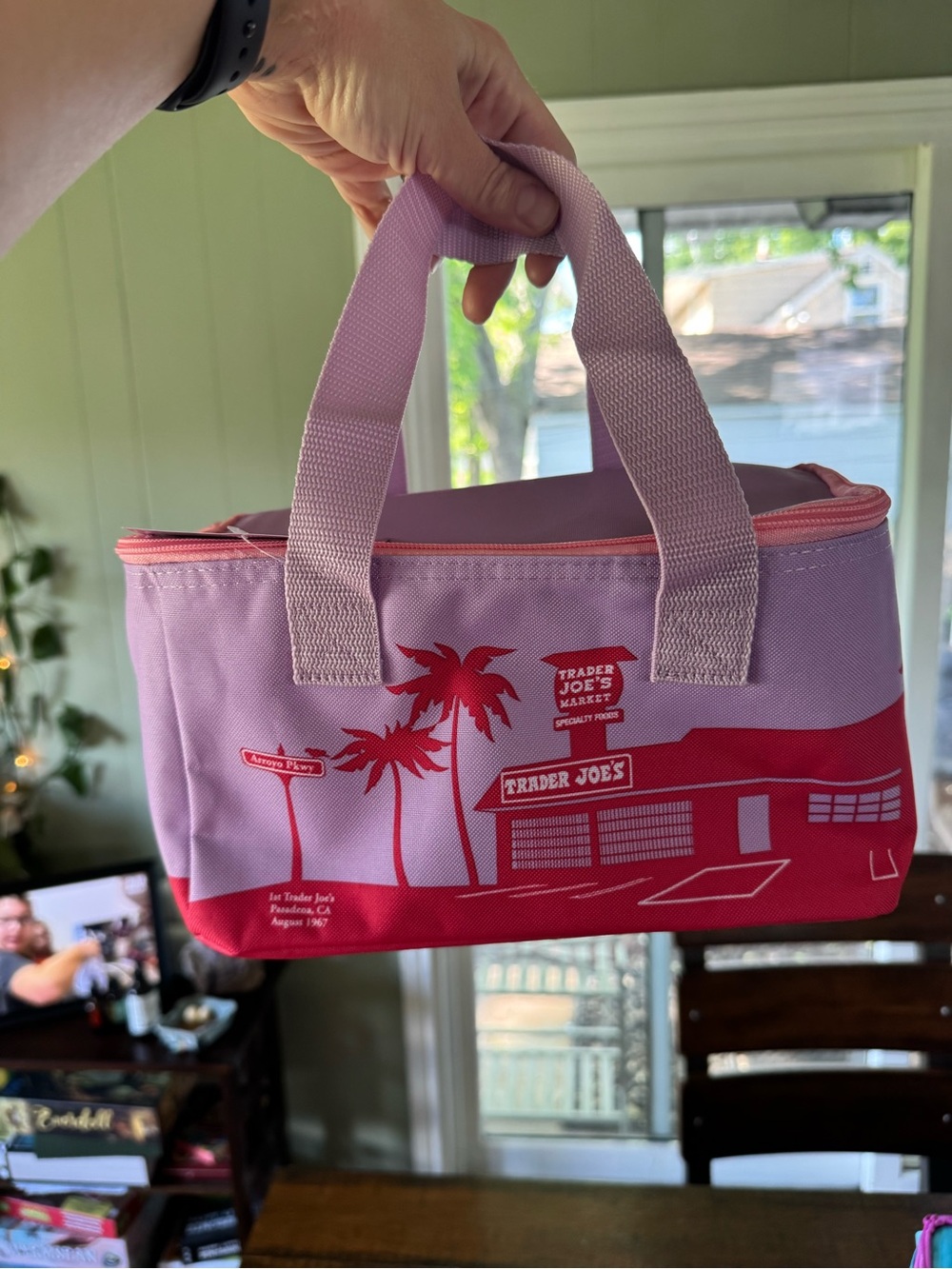 Trader Joe's viral mini Pink & Red Insulated Tote Bag